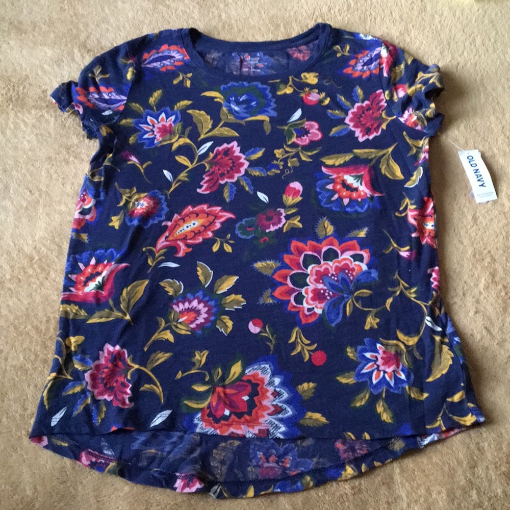 Old Navy floral short sleeves top Size 10-12 NWT